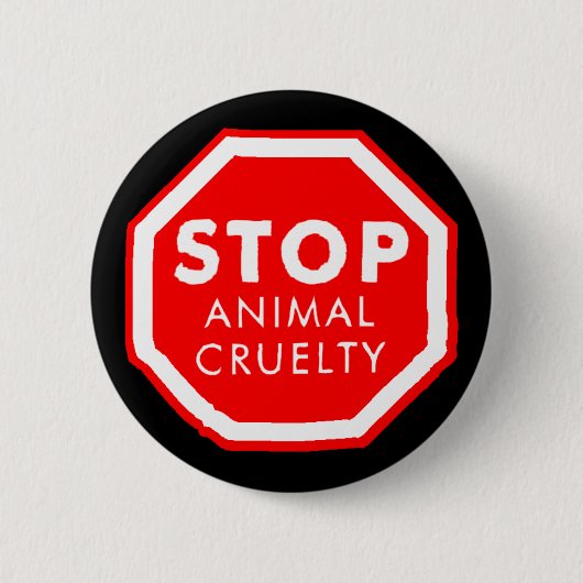 Stop dierenmishandeling ronde button 5,7 cm (Voorkant)