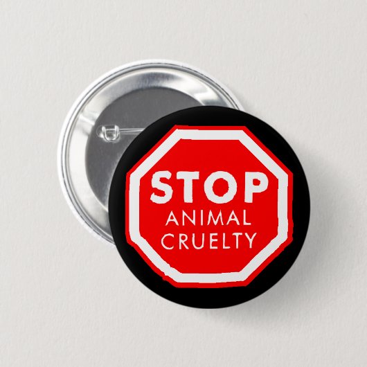 Stop dierenmishandeling ronde button 5,7 cm (Voorkant /achterkant)