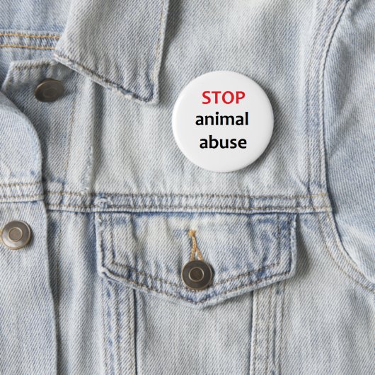 Stop dierenmishandeling ronde button 5,7 cm (In situ)