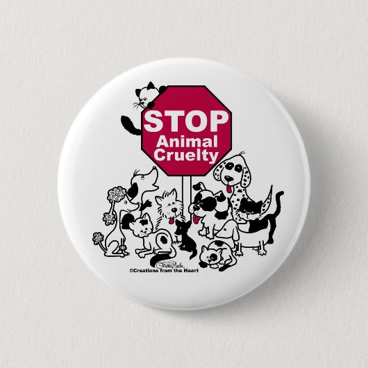 Stop dierenmishandeling ronde button 5,7 cm (Voorkant)