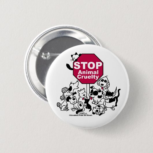 Stop dierenmishandeling ronde button 5,7 cm (Voorkant /achterkant)