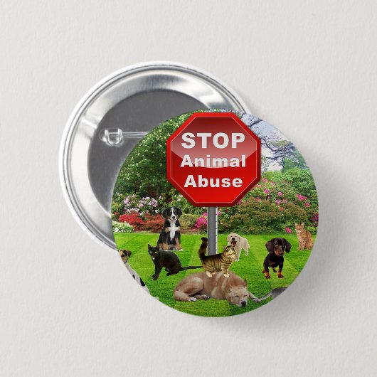Stop dierenmishandeling ronde button 5,7 cm (Voorkant /achterkant)
