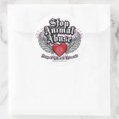 Stop dierenmishandeling ronde sticker (Tas)