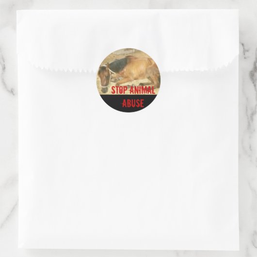 Stop dierenmishandeling ronde sticker (Tas)