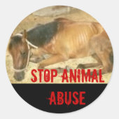 Stop dierenmishandeling ronde sticker (Voorkant)