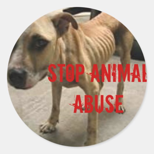 Stop dierenmishandeling ronde sticker (Voorkant)