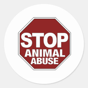 Stop dierenmishandeling ronde sticker
