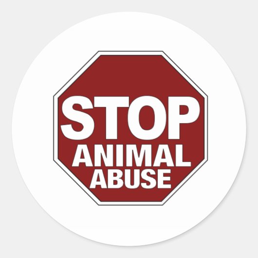 Stop dierenmishandeling ronde sticker (Voorkant)
