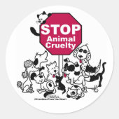 Stop dierenmishandeling ronde sticker (Voorkant)