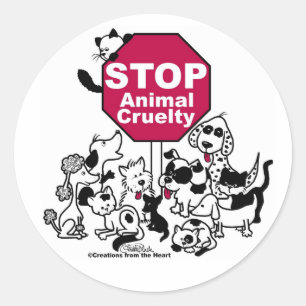Stop dierenmishandeling ronde sticker