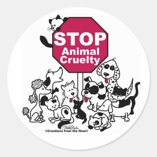 Stop dierenmishandeling ronde sticker (Voorkant)