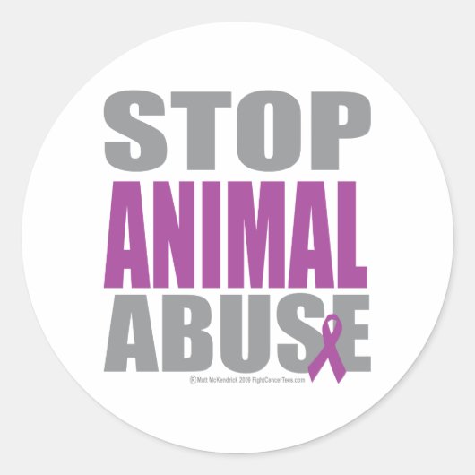Stop dierenmishandeling ronde sticker (Voorkant)