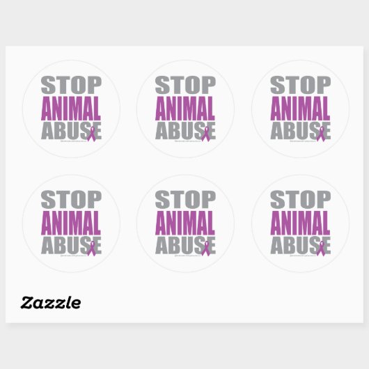 Stop dierenmishandeling ronde sticker (Vel)