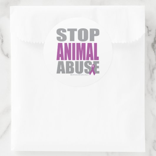 Stop dierenmishandeling ronde sticker (Tas)