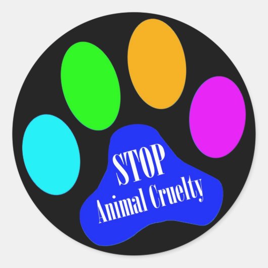 Stop Dierenmishandeling Stickers (zwart) (Voorkant)