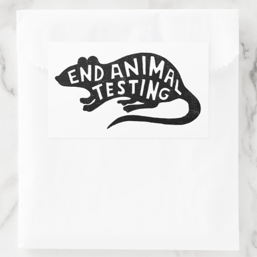 Stop dierproeven rechthoekige sticker (Tas)