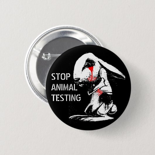 STOP DIERPROEVEN RONDE BUTTON 5,7 CM (Voorkant /achterkant)