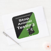 Stop dierproeven vierkante sticker (Envelop)