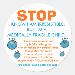 Stop en denk: Medisch kwetsbare kind Stickers