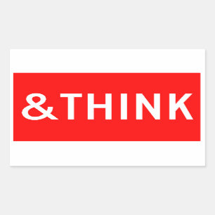 STOP EN DENK NA RECHTHOEKIGE STICKER