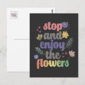 Stop en geniet van de bloemen briefkaart (Voorkant / Achterkant)
