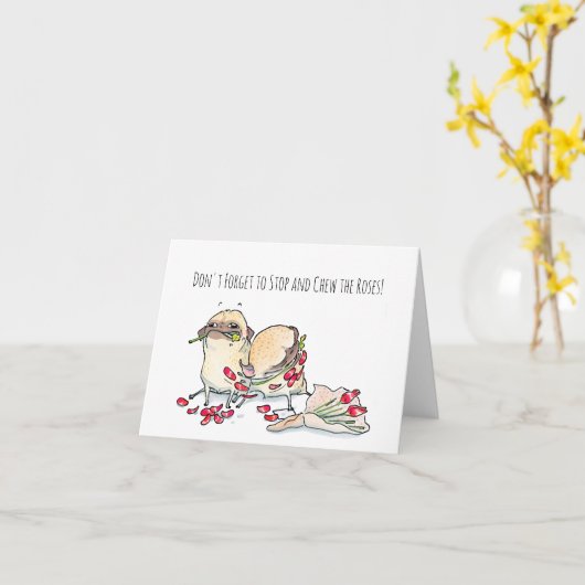Stop en Kauw op de Rozen pug card Kaart (Gele Bloem)