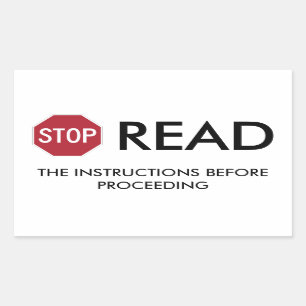 STOP EN LEZEN RECHTHOEKIGE STICKER