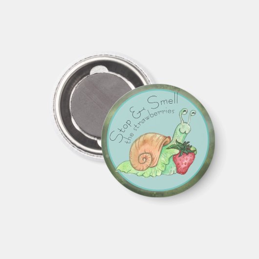 Stop en Ruik de aardbeien slak Magneet (Voorkant / Achterkant)