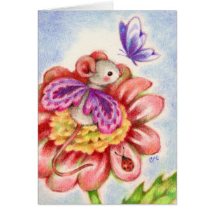 Stop en ruik de bloemen - een fairy muis Art Card