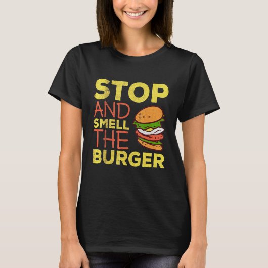 Stop en ruik de brander i Cheeseburger Design T-shirt (Voorkant)