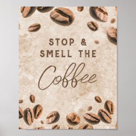 Stop en ruik de koffie Kitchen Cafe Barista Poster