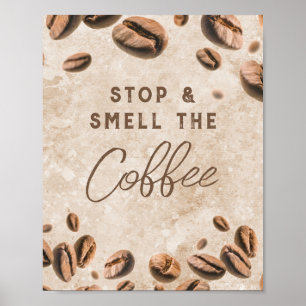 Stop en ruik de koffie Kitchen Cafe Barista Poster