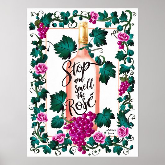 Stop en ruik de Rosé Wine Lover Custom Poster (Voorkant)