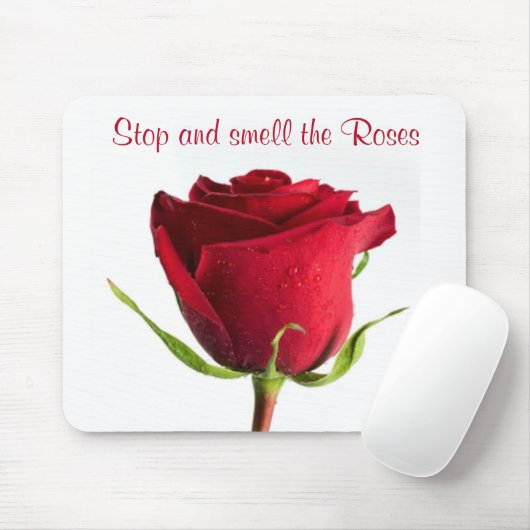 Stop en Ruik de Rozen Red Rose Mousepad Muismat (Met muis)
