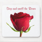 Stop en Ruik de Rozen Red Rose Mousepad Muismat (Voorkant)
