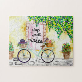 Stop en Ruik de Rozen Waterverf Flowers Bike Legpuzzel