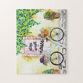 Stop en Ruik de Rozen Waterverf Flowers Bike Legpuzzel