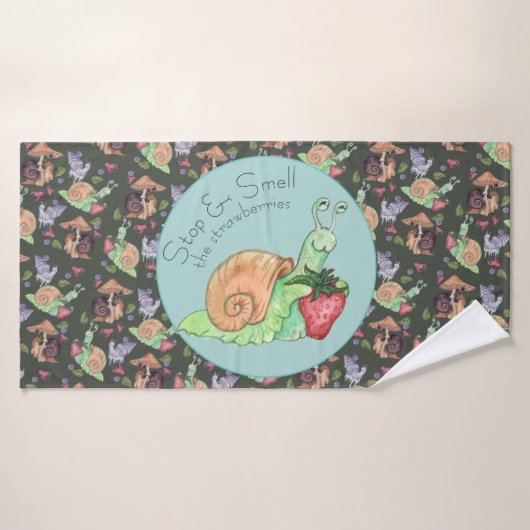 Stop en ruik het slakkenpatroon van aardbeien bad handdoek (Badhanddoek)