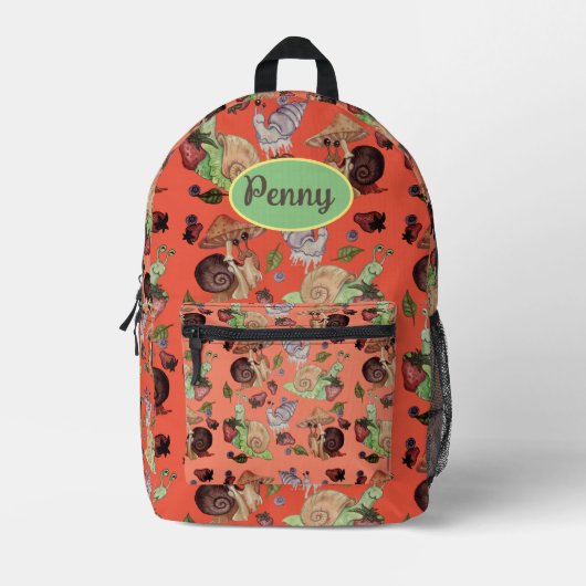 Stop en ruik het slakkenpatroon van aardbeien bedrukte rugzak (Voorkant)