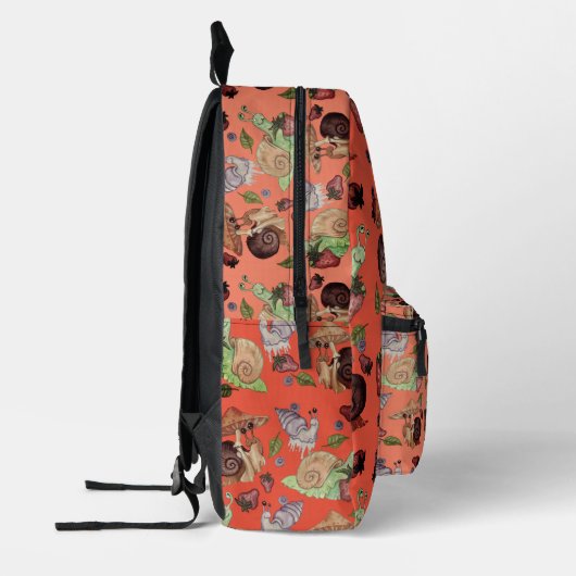 Stop en ruik het slakkenpatroon van aardbeien bedrukte rugzak (Links)