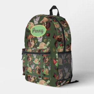 Stop en ruik het slakkenpatroon van aardbeien bedrukte rugzak