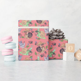 Stop en ruik het slakkenpatroon van aardbeien cadeaupapier