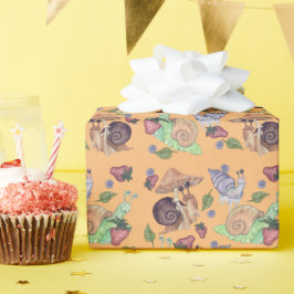 Stop en ruik het slakkenpatroon van aardbeien cadeaupapier