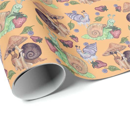 Stop en ruik het slakkenpatroon van aardbeien cadeaupapier (Rol Hoek)