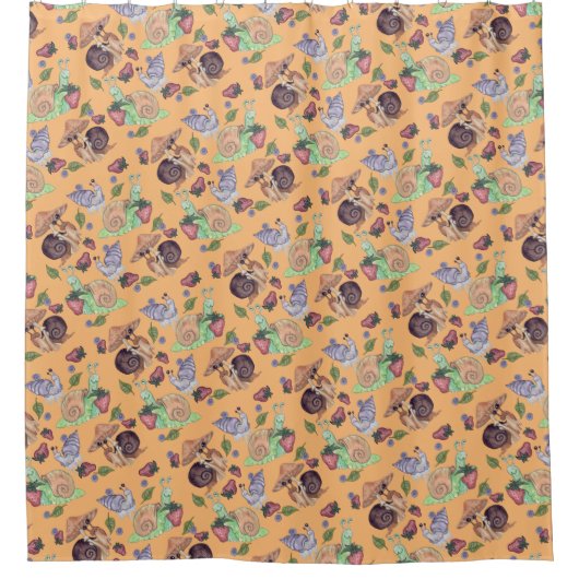 Stop en ruik het slakkenpatroon van aardbeien douchegordijn (Voorkant)