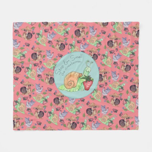 Stop en ruik het slakkenpatroon van aardbeien fleece deken (Voorkant (Horizontaal))