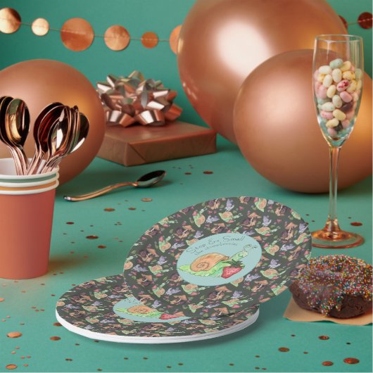 Stop en ruik het slakkenpatroon van aardbeien papieren bordje (Multi)