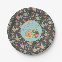 Stop en ruik het slakkenpatroon van aardbeien papieren bordje