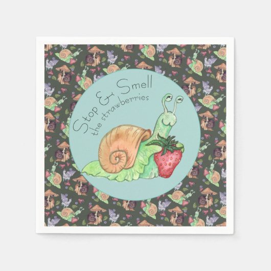 Stop en ruik het slakkenpatroon van aardbeien servet (Voorkant)