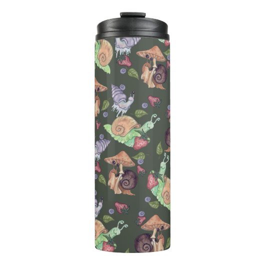 Stop en ruik het slakkenpatroon van aardbeien thermosbeker (Voorkant)